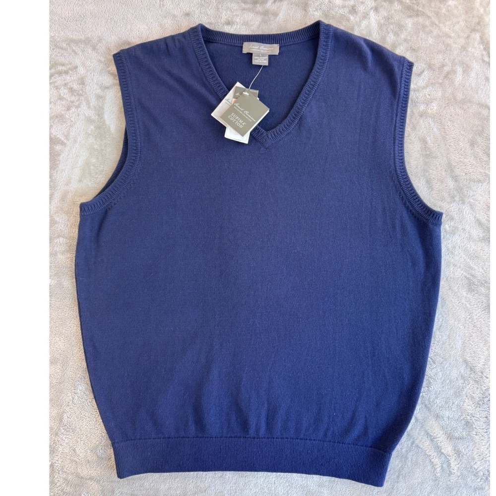 Daniel Cremieux Sweater Vest‎ Mens Large Blue Supima Cotton Preppy Classic Golf